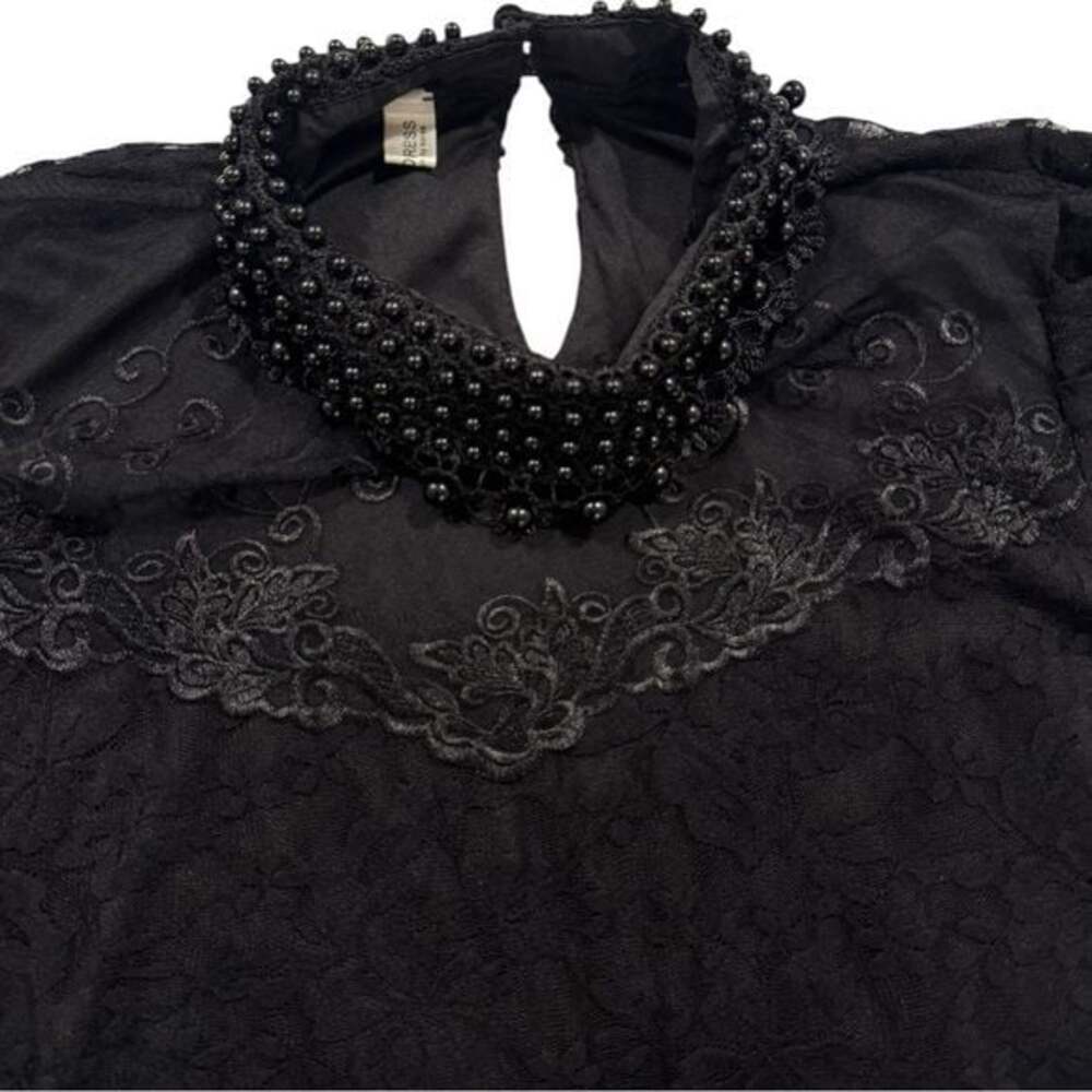 Elegant Black Lace Long Sleeve Blouse - Picture 10 of 14